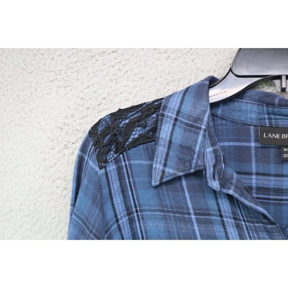 Lane Bryant Long Roll Tabbed Sleeve Button Up Plaid Top-Lace-Size 18/20 - Picture 7 of 13